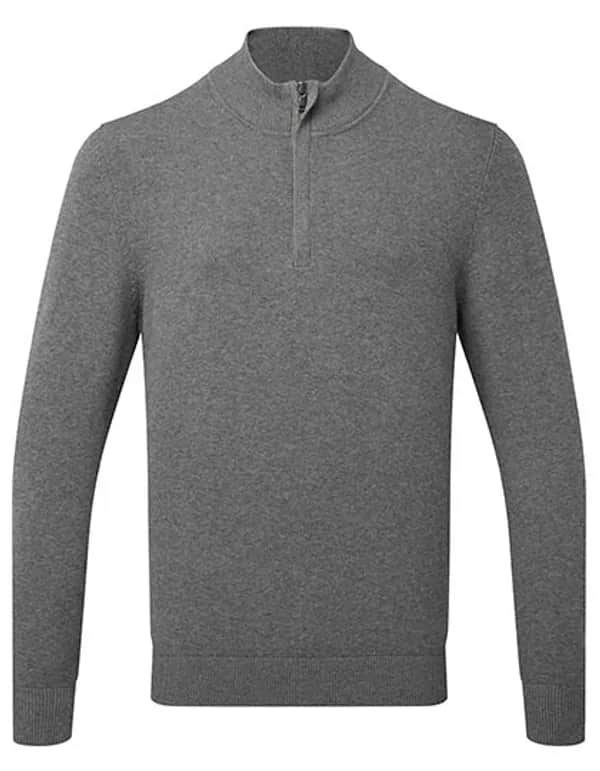 Men´s Cotton Blend 1/4 Zip Sweater - Charcoal