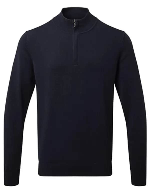 Men´s Cotton Blend 1/4 Zip Sweater - French Navy