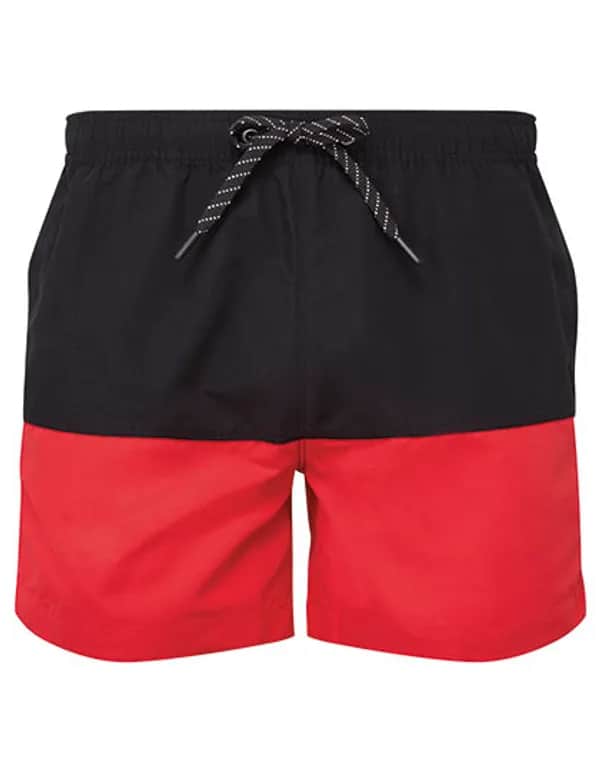 Men´s Block Colour Swim Shorts - Black/Red