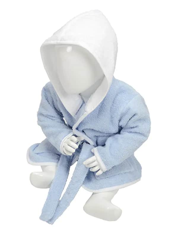 Babiezz® Bathrobe With Hood - Light Blue/White