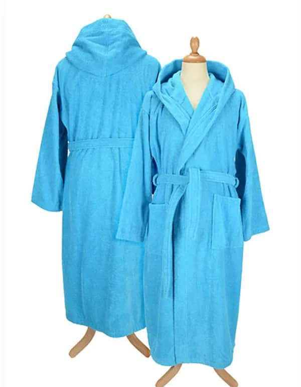 Bathrobe With Hood - Aqua Blue