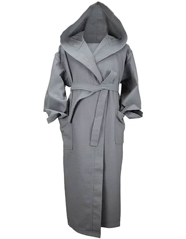 Robezz® Waffle Bathrobe With Hood - Anthracite Grey
