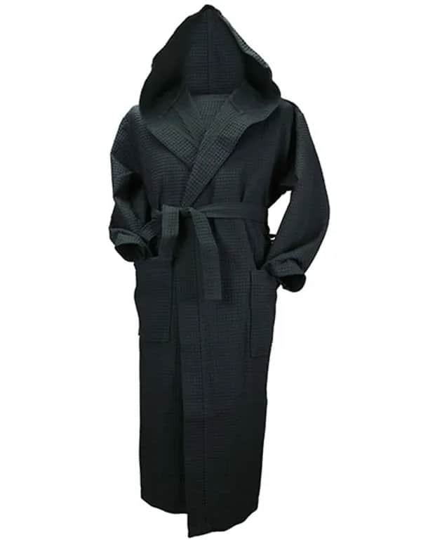 Robezz® Waffle Bathrobe With Hood - Black