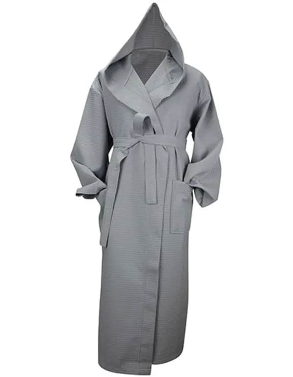 Robezz® Waffle Bathrobe With Hood - Light Grey