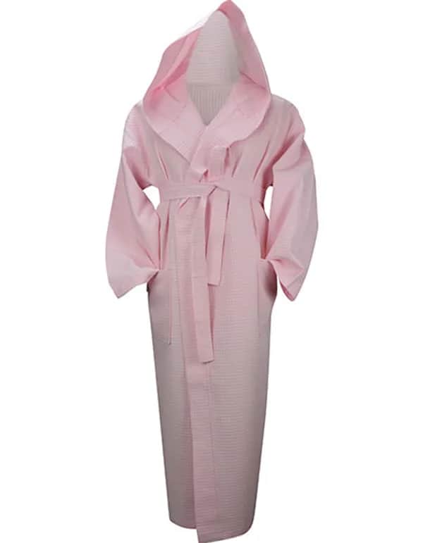 Robezz® Waffle Bathrobe With Hood - Light Pink