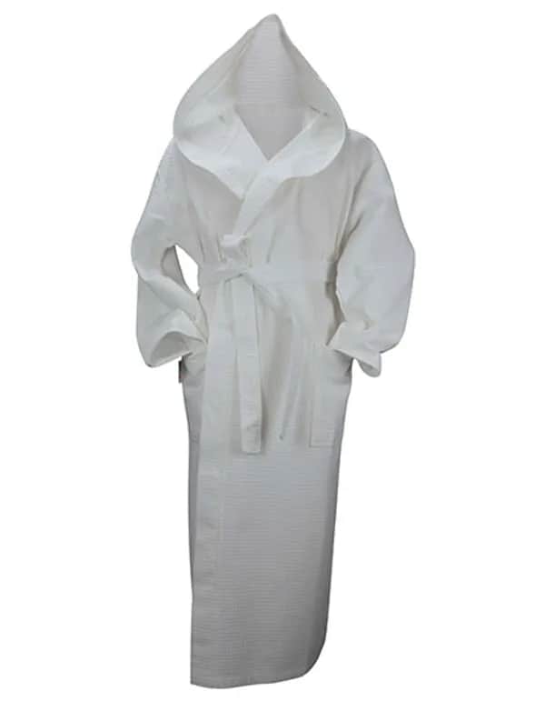 Robezz® Waffle Bathrobe With Hood - White