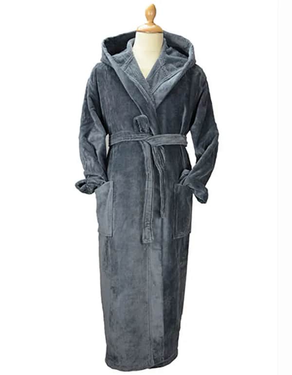 DeLuxe Velour Bathrobe with hood - Dark Grey