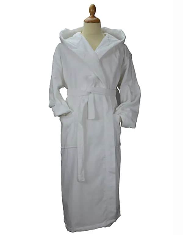 DeLuxe Velour Bathrobe with hood - True White