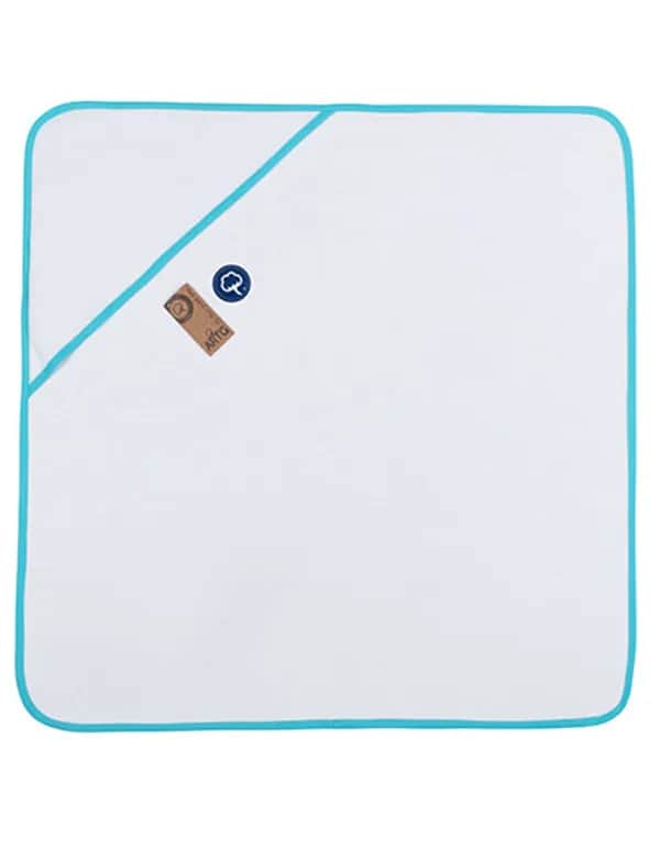 Babiezz® ALL-Over Sublimation Hooded Towel - White/Aqua Blue