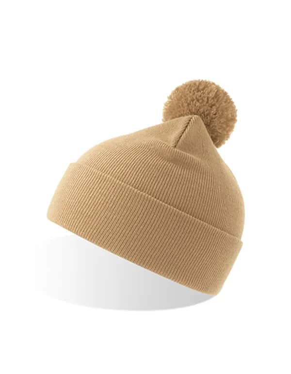 Wind-S Beanie with Pompom - Beige