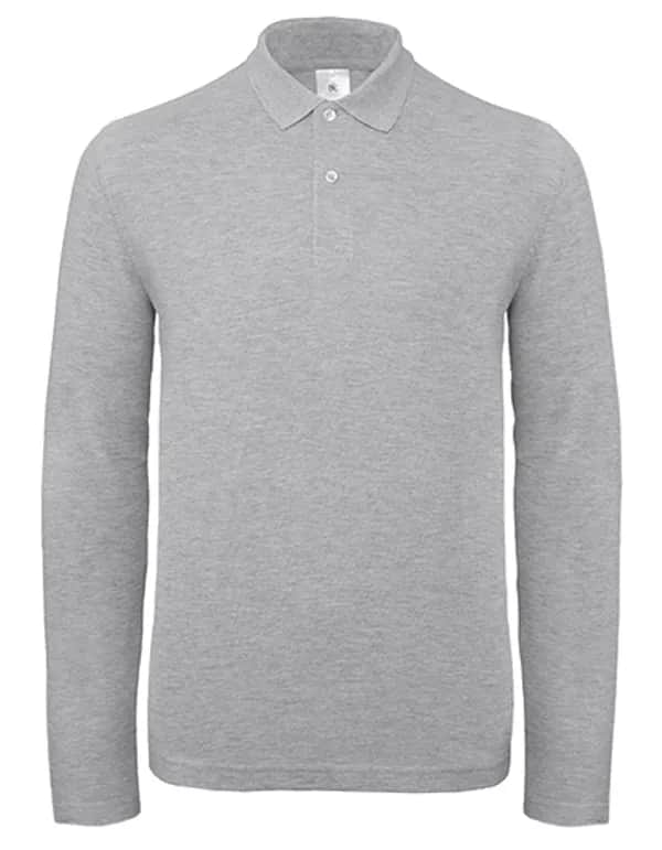 Men´s Long Sleeve Polo ID.001 - Heather Grey