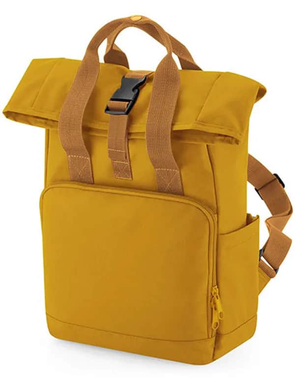 Recycled Mini Twin Handle Roll-Top Backpack - Mustard