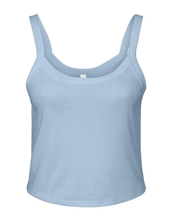 Women´s Micro Rib Spaghetti Strap Tank - Solid Baby Blue Blend