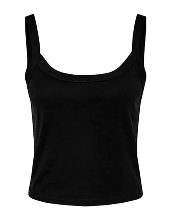Women´s Micro Rib Spaghetti Strap Tank - Solid Black Blend