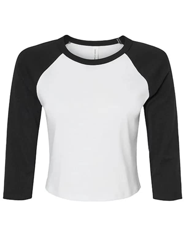 Women´s Micro Rib 3/4 Raglan Baby Tee - White/Black