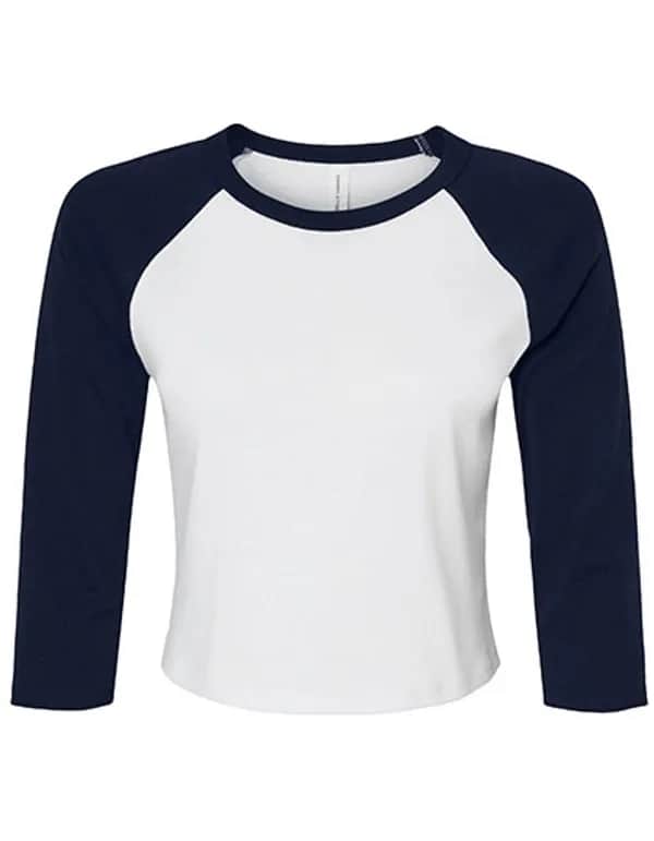 Women´s Micro Rib 3/4 Raglan Baby Tee - White/Navy