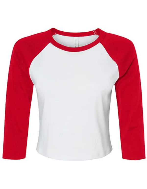 Women´s Micro Rib 3/4 Raglan Baby Tee - White/Red