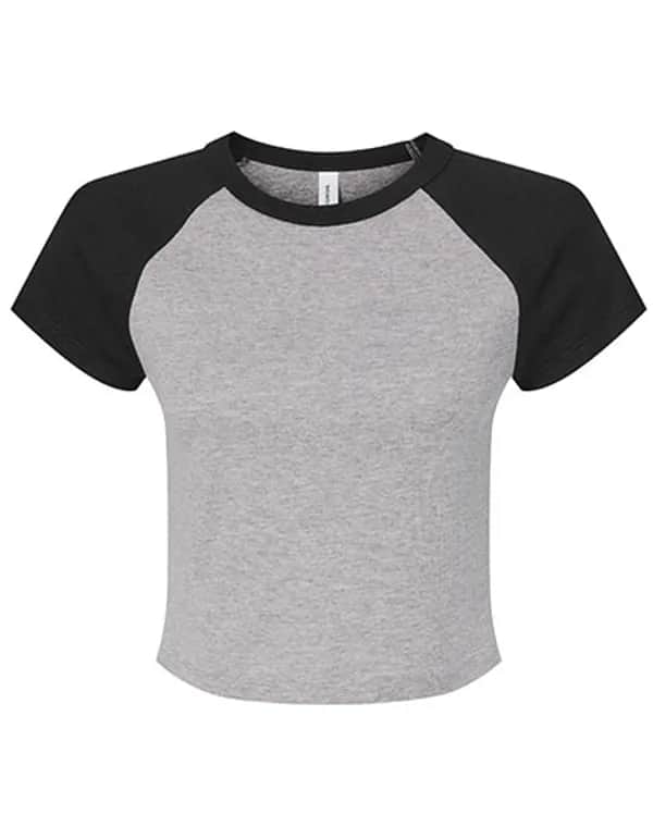 Women´s Micro Rib Raglan Baby Tee - Athletic Heather/Black