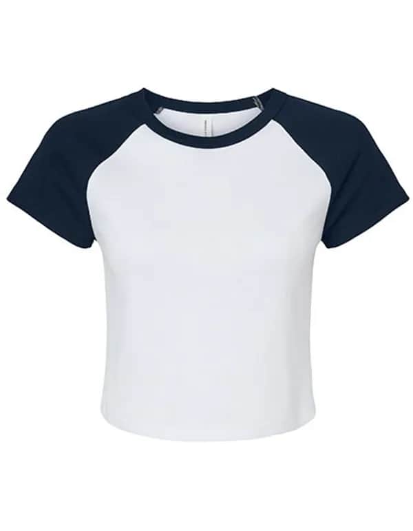 Women´s Micro Rib Raglan Baby Tee - White/Navy