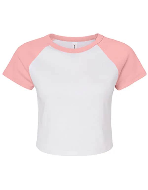 Women´s Micro Rib Raglan Baby Tee - White/Pink