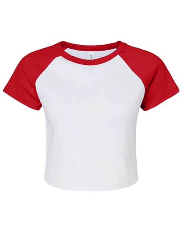Women´s Micro Rib Raglan Baby Tee - White/Red