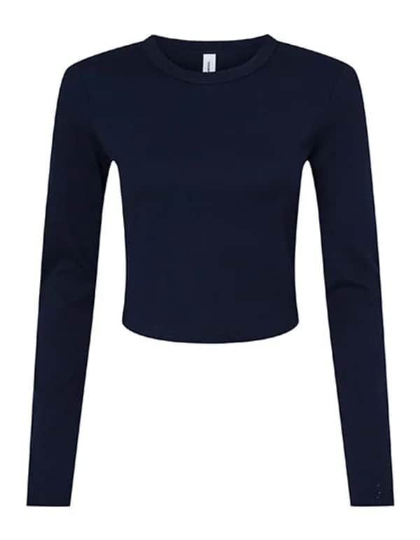 Women´s Micro Rib Long Sleeve Baby Tee - Solid Navy Blend
