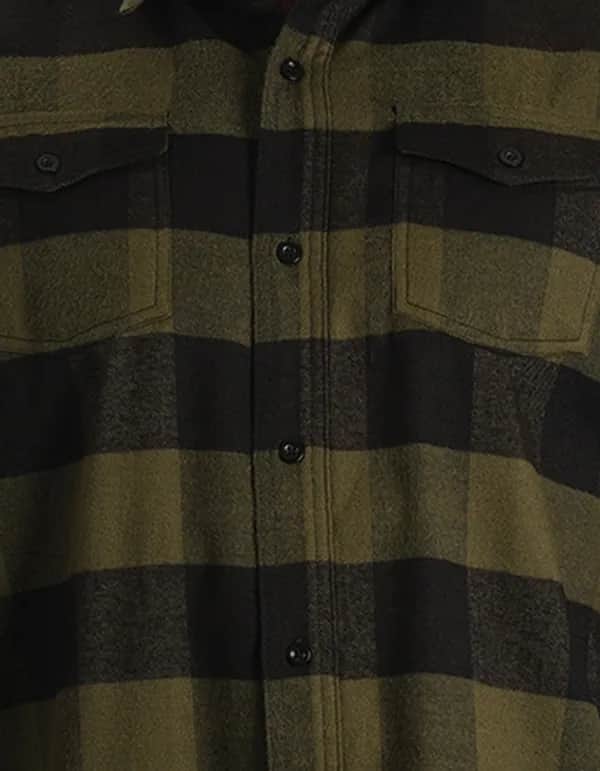 Ladies´ Woven Plaid Flannel Shirt - Army - Black (Checked)
