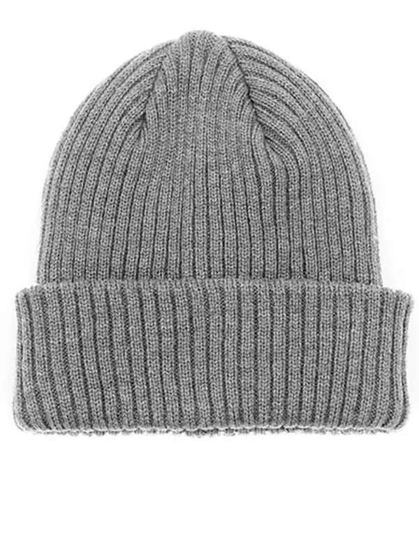 POLYLANA® Rib Beanie With Cuff - Grey Melange