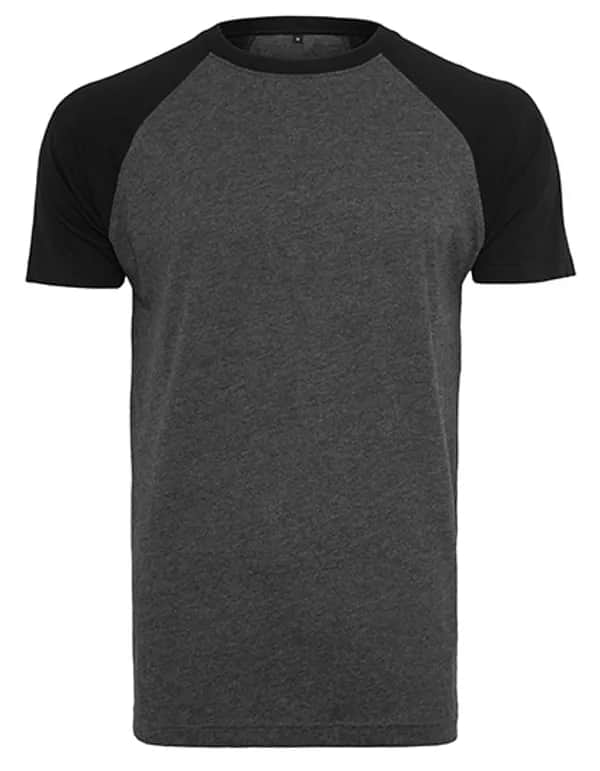 Raglan Contrast Tee - Charcoal (Heather)/Black