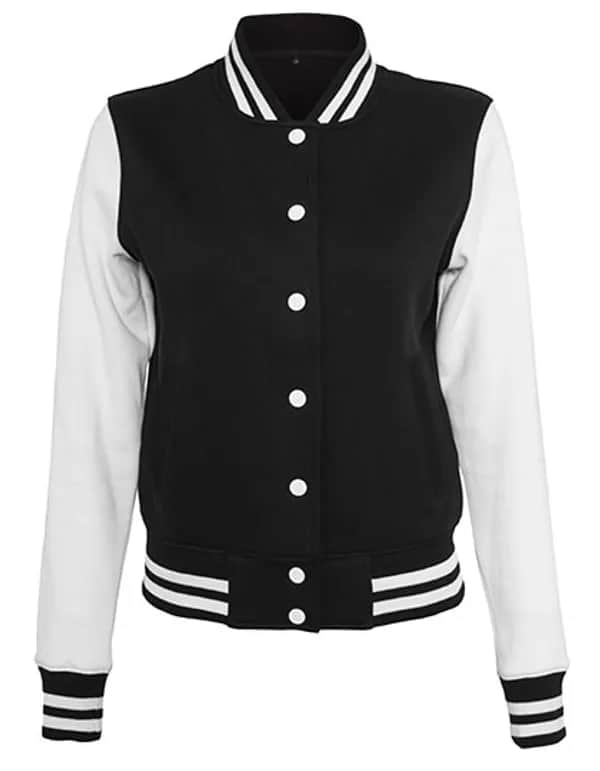 Ladies´ Sweat College Jacket - Black/White