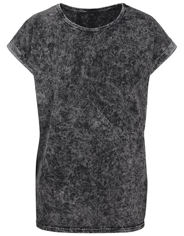 Ladies´ Acid Washed Extended Shoulder Tee - Darkgrey White
