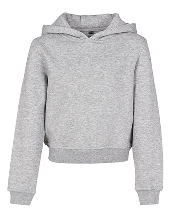Girls Cropped Sweat Hoody - Heather Grey