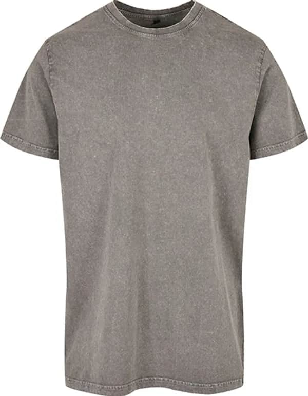 Acid Washed Round Neck Tee - Asphalt
