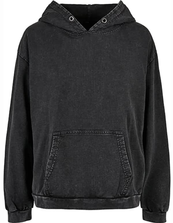 Ladies´ Acid Washed Oversize Hoody - Black