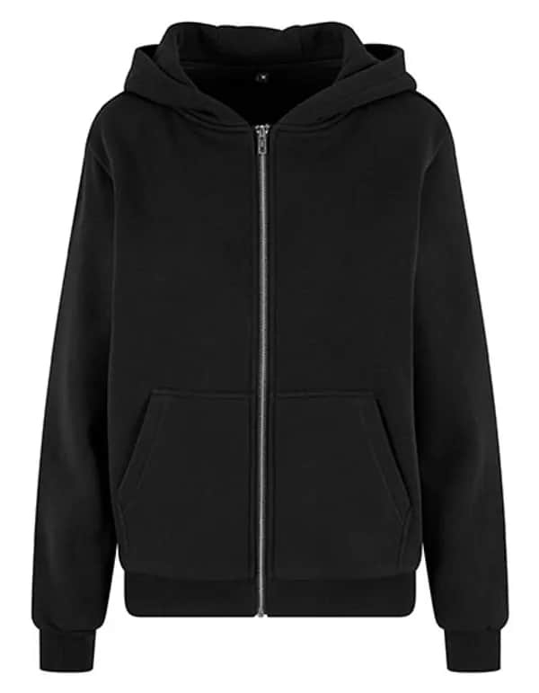 Ladies Fluffy Zip Hoody - Black