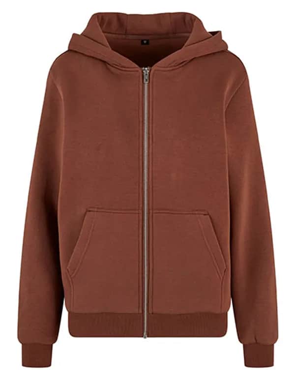 Ladies Fluffy Zip Hoody - Chocolate Brown