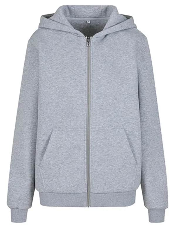 Ladies Fluffy Zip Hoody - Heather Grey