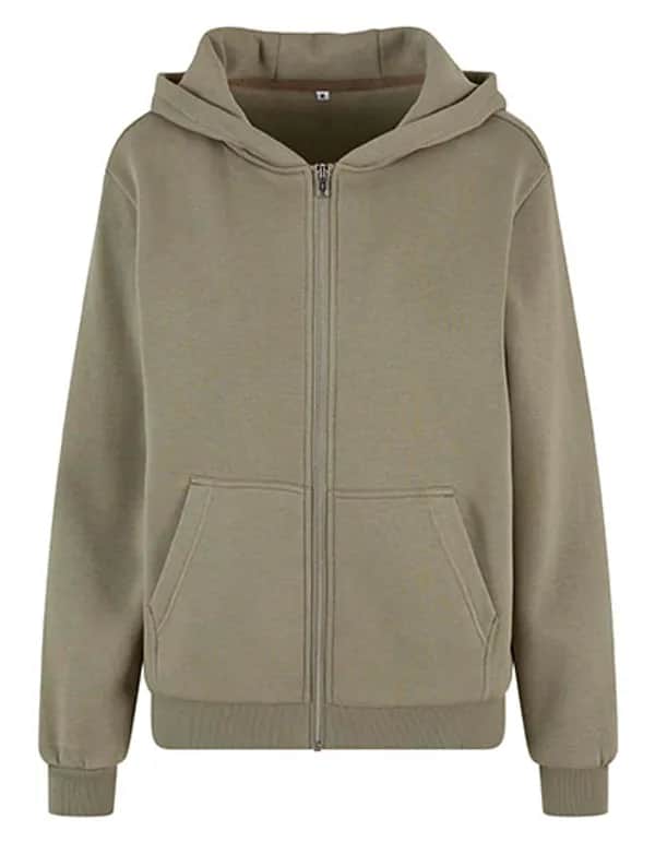 Ladies Fluffy Zip Hoody - Pale Olive