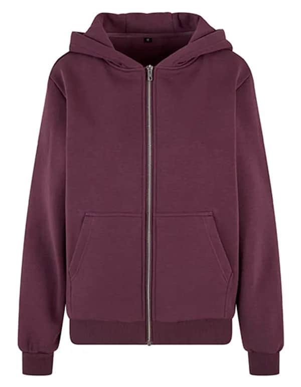 Ladies Fluffy Zip Hoody - Plum Purple