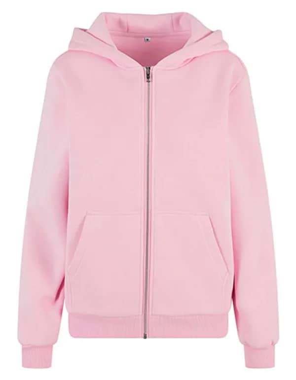 Ladies Fluffy Zip Hoody - Soft Pink