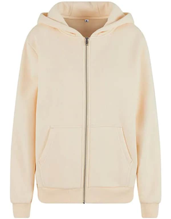 Ladies Fluffy Zip Hoody - White Sand