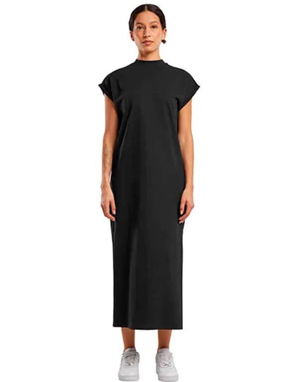 Ladies Long Extended Shoulder Dress - Black