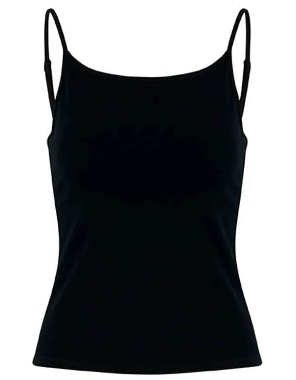 Ladies Stretch Jersey Short Slim Top - Black