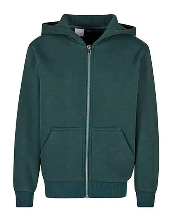 Kids Fluffy Zip Hoody - Bottle Green
