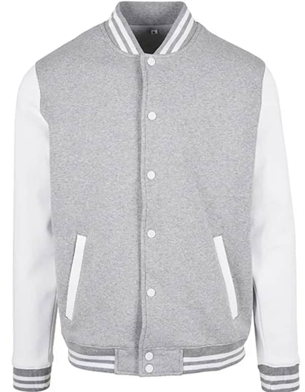 Basic College Jacket - Heather Grey/White