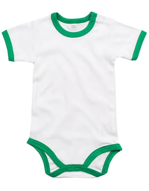 Baby Ringer Bodysuit - White/Kelly Green