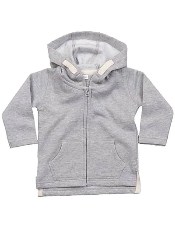 Baby Zipped Hoodie - Heather Grey Melange