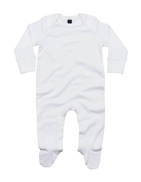 Baby Sleepsuit With Scratch Mitts - White