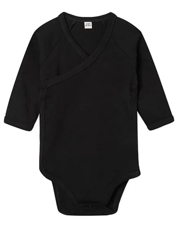 Baby Long Sleeve Kimono Bodysuit - Black