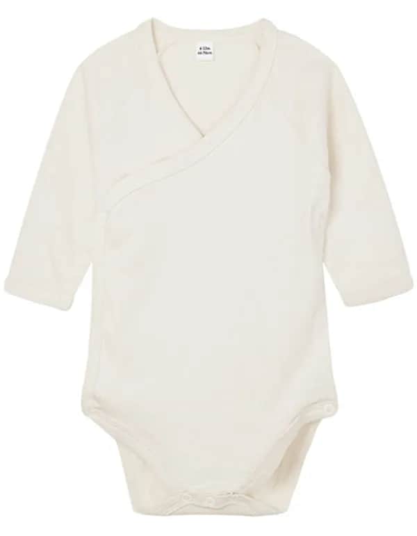 Baby Long Sleeve Kimono Bodysuit - Organic Natural